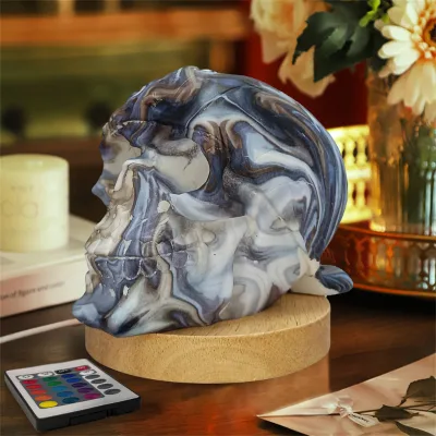 Skeleton 3D Moon Lamp with Base Creative LED Night Light Atmosphere Lights Bedroom Decoration Birthday Gift Remote Control Lamp
