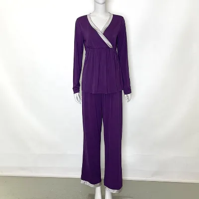 New Custom Knit Plus Size Modal Maternity Pajamas Set for Women Solid Loungewear for Summer Sleepwear Designed for Comfort Style