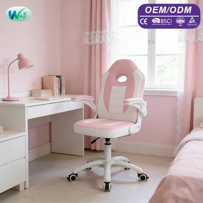 Support OEM/ODM Ergonomic Children's Study Chair Adjustable Height Swivel Chair with Flip-up Armrests WSM1897