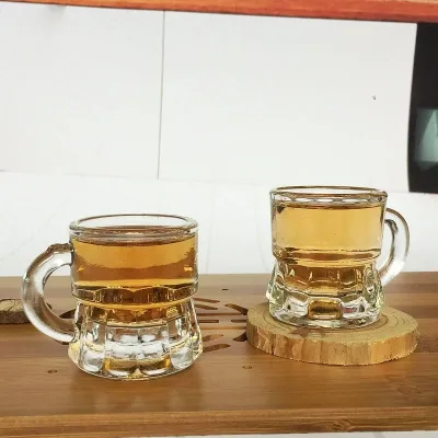 Thickened Glass Transparent Small Handle Cup Liquor Glass Cut Flower Shot Glass KTV Spirits Glass Baijiu Cup Creative Barware