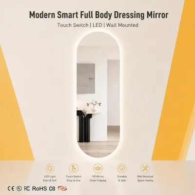 Smart Full Body Dressing Mirror Factory Wholesale Wall Mounted Touch Switch LED Frameless Design Durable For Hotel
