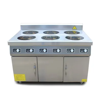 Commercial 6-Burner Electric Induction Cooktop Stainless Steel Multi-Combination Wok Cooker