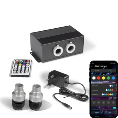 27W Dual Ports Optical Fiber Starlight App Control RGBW Twinkle DMX512 Fiber Optic Light Engine for Star Ceiling Light Kits
