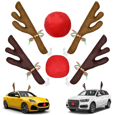 Sports-Style Car Sunshade Reindeer Anklet Design Made of Polyester for Christmas Gift Front Window Shade