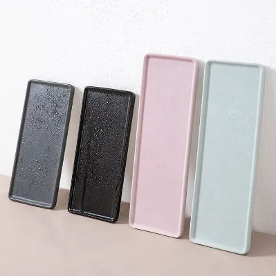 Ceramic Vanity Tray, Ceramic Bathroom Counter Tray for Soap Bottle, Dish Bathroom Vanity Organizer