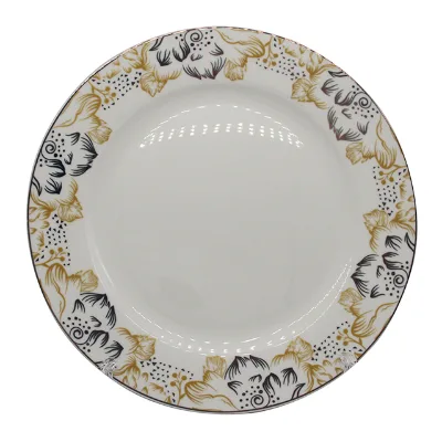 Luxuriant Eco-friendly American Style Bone China Dinnerware Set with Gold Rim Wedding Plate and Tea Cups Saucers