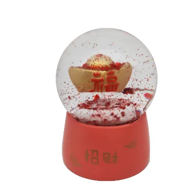Stock Small 35mm Resin Snow Globes with Magnet Base Artificial Water Globe for Home Decoration and Gifts Music Theme