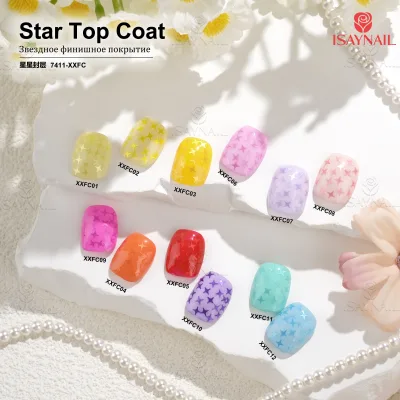New Arrival Star Sequin Top Coat UV/LED Nail Art Glitter Gel with Custom Logo Long Lasting Wholesale Nail Polish