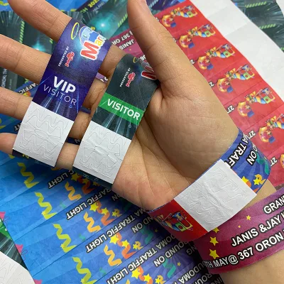 Factory Price Customized Dupont Tyvek Paper Waterproof Disposable Eco-Friendly Wristbands for Events VIP Security Kid Visitors