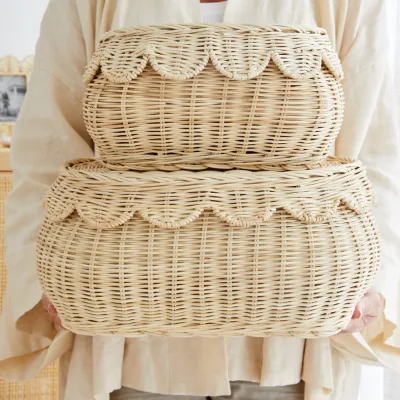 Country-style Rattan Storage Hand-woven Basket Children Room Decoration Toy Storage Basket