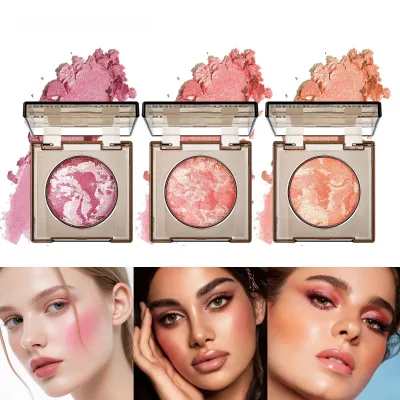 Custom Logo Private Label Marble Baked Blush Powder OEM Custom Makeup Factory Natural Glow Cheek Color