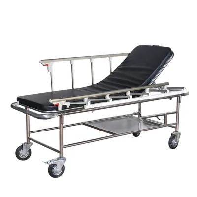 Wholesale Stainless Steel Stretcher Stainless Steel Patient Trolley Cart With Backrest and Siderails