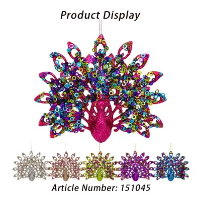 Christmas 6.3Inch Peacock Christmas Tree Decorations Set 6 Color Peacock Christmas Ornaments