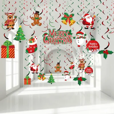 21Piece Hanging Christmas Decor for New Year's Party and Festive Atmosphere Fireplace,Christmas Woven Spiral Card Decorations