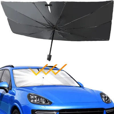 UPF50+ UV Resistant PVC Folding Durable Front Window Automatic Car Sunshade Umbrella