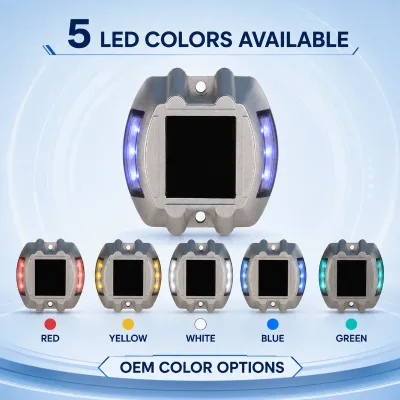 CS-SR-801 Blue Solar Road Stud IP68 Aluminum Pavement Marker 100 Hour Runtime for Lane Edge Traffic Guidance