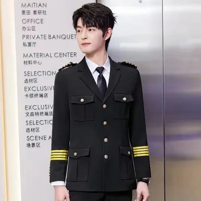 Men's Professional Uniform Set Spring Autumn High-speed Railway Stewardess Aviation Captain Dress