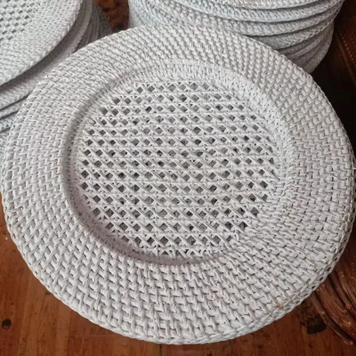 Vintage Rattan Woven Placemat Bohemian Rattan Charger Plates for Wedding Events Home Kitchen Dinning Table Decoration