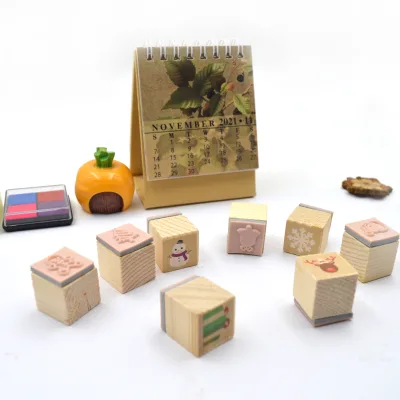 Manufacturer Supplier Eco Friendly Material Cartoon Custom Design Diy Wooden Stamps Rubber Set