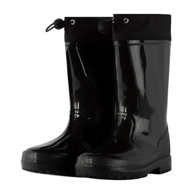 Waterproof PVC Wellington Boots Fabric Lining Boys Girls Rain Boots Twin Tread Black 13 UK Child