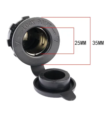 Black Plastic Housing Car Cigarette Lighter Socket Lock Point Marked Vehicle Power Socket for Car Modification