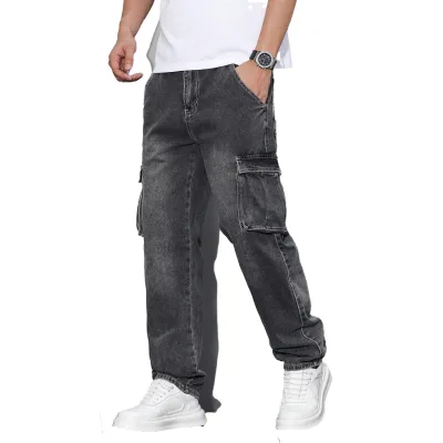 Highstreet Mid Waist Straight-Leg Denim Knitted Multi-Pocketed Regular Fit Breathable Eco-Friendly Washed Trendy Autumn