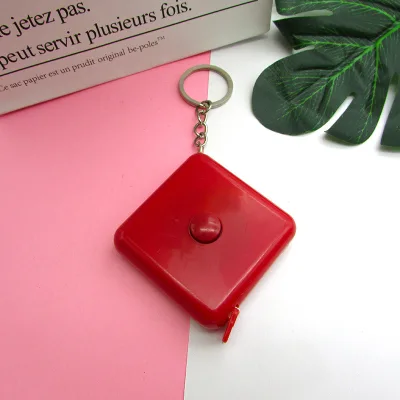 Hot Selling Custom Square Ruler Mini Tape Measure High Quality Plastic Tools with Metal Key Ring Keychain