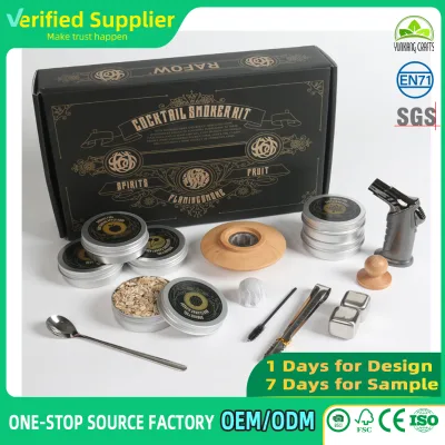 Luxury Cocktail Smoker Kit with Butane Torch, Wooden Drink Smoke Infuser Set for Home Bar, Party & Gift Giving