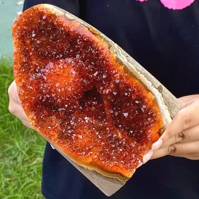 500-600g Feng Shui Rainbow Gem Healing 1.1-1.32lb Mineral Cluster Orange Crystal Geode Rocks Quartz