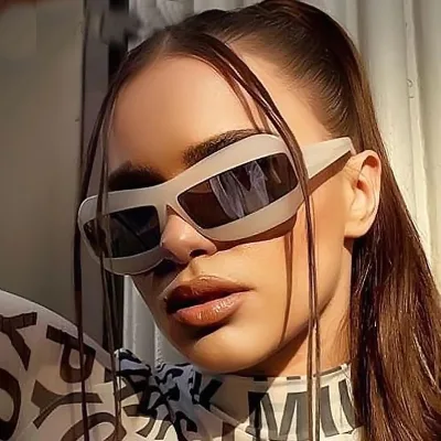 Vintage Rectangle Y2K Sunglasses for Women New Irregular Hip Hop Sun Glasses Men Red Green Gradient Eyewear