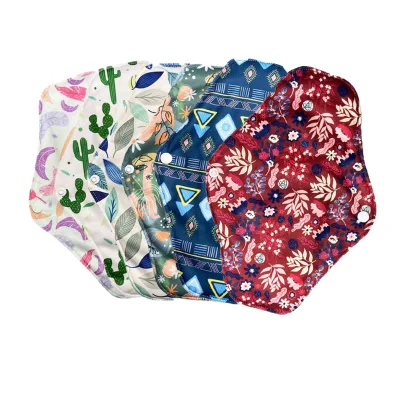 Customization Plain Solid Color Feminine Menstrual Organic Reusable Sanitary Period Pads Bamboo Cotton Washable 18X25CM