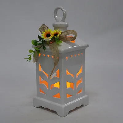 Ceramic Lantern Tea Light T-lite Candle Holder Flower Pattern
