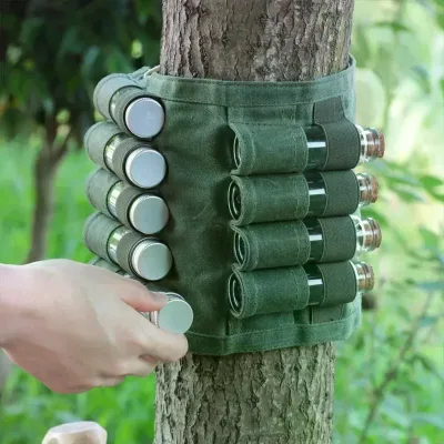 Outdoor Picnic Seasoning Storage Bag With 9Pcs Glass Spice Jars Portable Camping Barbecue Condiment Combination Set