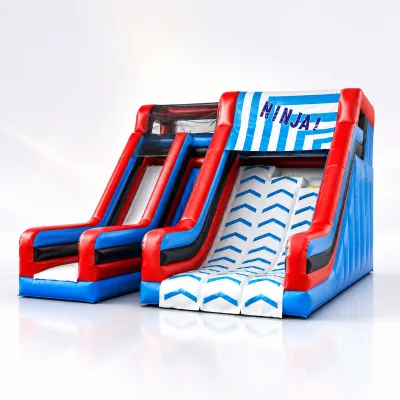 Commercial Ninja Inflatable Climbing Wall Slide Combo Obstacle Challenge Game for Kids Indoor Outdoor Amusement Park