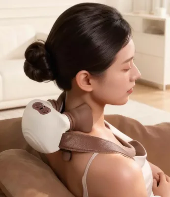 2 in 1 Knead Heat Neck Massage Gun 3 Speed 2000mAh Cordless Electric Master Hand Neck Shoulder Massager for Relax Relief Pian