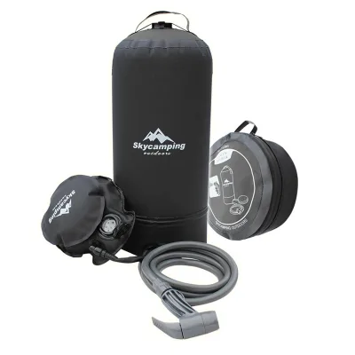 11L Outdoor Camping Shower Bag PVC Material Foldable Portable Water Storage Air Pump Apple-shaped Multifunction for Toilet Use