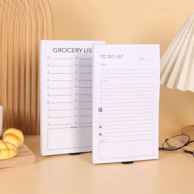 Magnetic Sticky Note Pad Customizable Extra-Long Easy-to-Tear Minimalist Design Fridge Message Board-4 Pads Per Set Magnetic