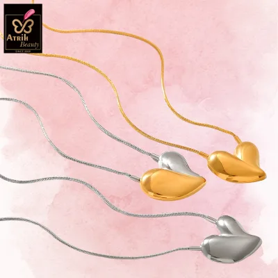 Heart Shaped Pendant Necklace Gold and Silver Plated Jewelry for Women