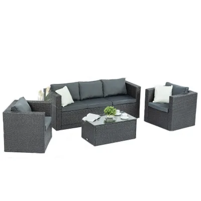 Classic 4PCS Rattan Garden Sofa Outdoor Furniture Hotel Resort Outdoor Teak Furniture