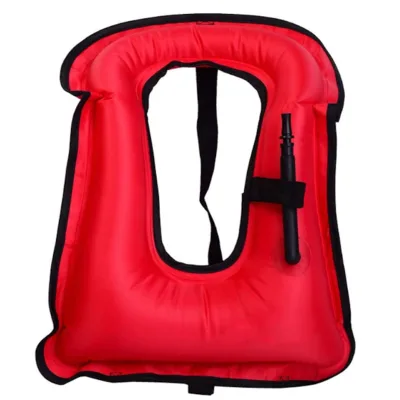Inflatable Snorkel Vest Free Diving Safety Jacket with Front Pouch for Snorkeling