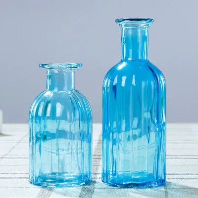 Wholesale Colorful Small Mouth Oval Bud Vase Glass Bottle Home Decoration Dried Flower Arrangement