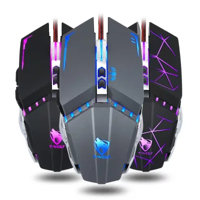 Factory Wholesale OEM DPI Adjustable Ergonomic Professional Gaming Mice, Programmable Button LED Light Mice