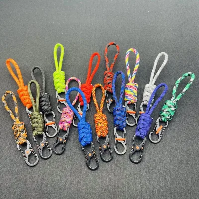 Adjustable Wholesale Custom Polyester Braided Rope Round Wristband Lanyard Anti-Drop Quick Release Buckle Paracord Keychain
