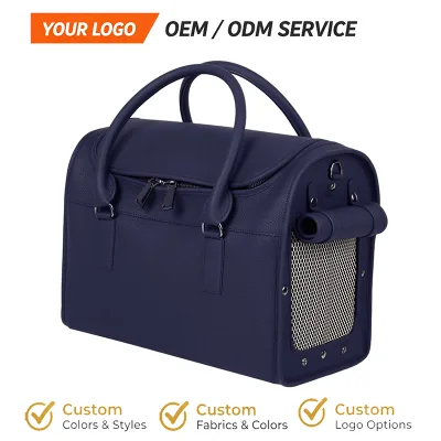 OEM Portable Dog Carrier Durable Pu Leather Pet Bag Stylish Dog Carrier Bag for Small Puppy City Outing Short Trip