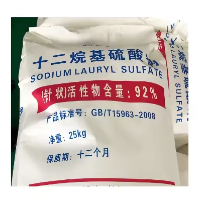 Soap Making Sodium Lauryl Sulfate SLS Powder C12H25SO4Na 25kg/bag Industrial Grade White Needle SY Brand 92-95% Daily Chemicals