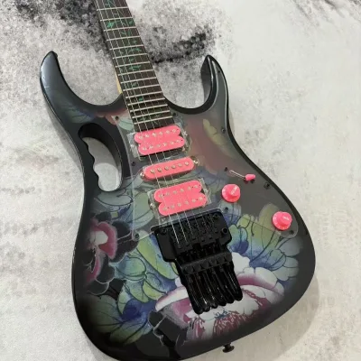 High-end Flower Peony Model 7V Electric Guitar Solid Body Mahogany Neck Rosewood Fingerboard 6-String