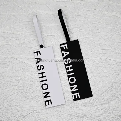 Custom Clothing hang Tags Clothing Anti-theft Button Tag Man and Woman Clothing Textured Synthetic Paper Transparent hang Tag