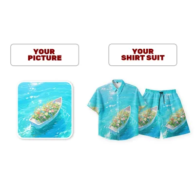 Two Piece Set Trendy Printed Shirt Outfit Low MOQ Anime Shirt Suit Custom Printed Shirt and Pants Set