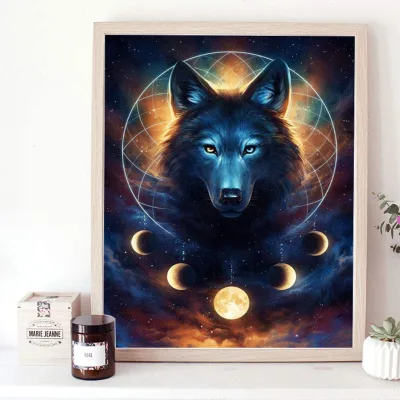 DIY Diamond Painting Kits for Adult,Night Wolf Beads Drills  Art Diamond Paintings Cross Stitch Embroidery,Gem Arts and Craft