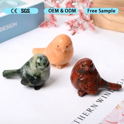 Natural Gemstone Bird Figurines Engraved Healing Crystal Bird Carving Business Gifts for Christmas Decoration